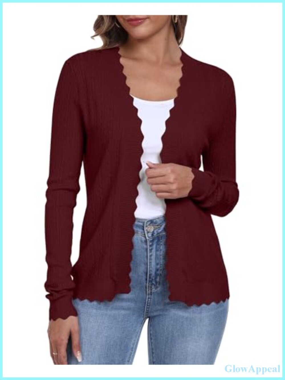 Women's Open Front Cardigan Long Sleeve V-Neck Lightweight Crochet Knit Sweater